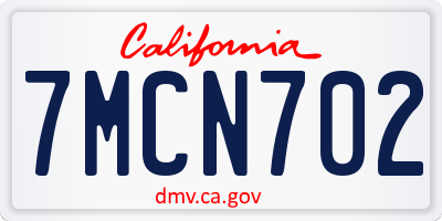 CA license plate 7MCN702