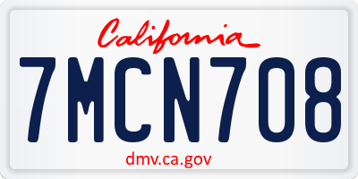 CA license plate 7MCN708