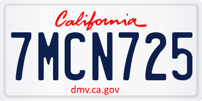 CA license plate 7MCN725