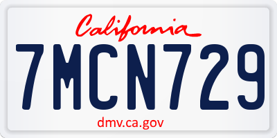 CA license plate 7MCN729