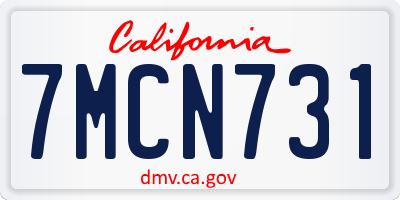 CA license plate 7MCN731