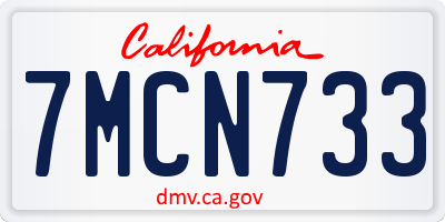 CA license plate 7MCN733