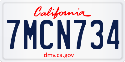CA license plate 7MCN734