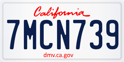 CA license plate 7MCN739