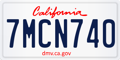 CA license plate 7MCN740