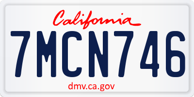 CA license plate 7MCN746