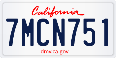 CA license plate 7MCN751
