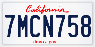 CA license plate 7MCN758