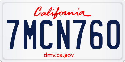 CA license plate 7MCN760