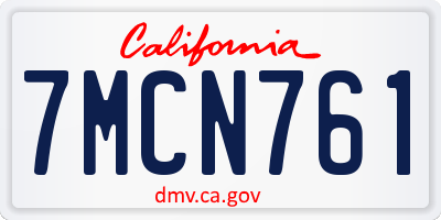 CA license plate 7MCN761