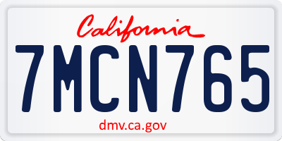 CA license plate 7MCN765
