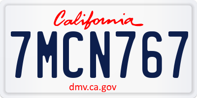 CA license plate 7MCN767