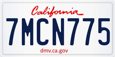 CA license plate 7MCN775