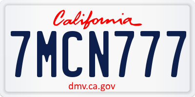 CA license plate 7MCN777