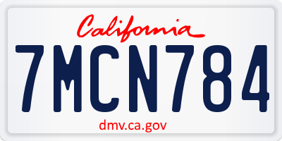 CA license plate 7MCN784