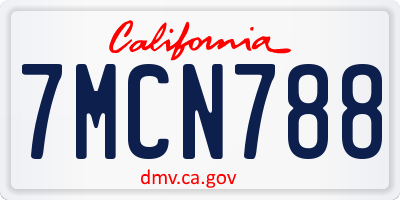 CA license plate 7MCN788