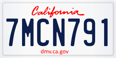 CA license plate 7MCN791
