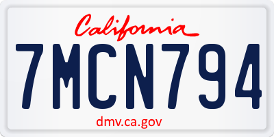 CA license plate 7MCN794