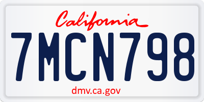 CA license plate 7MCN798