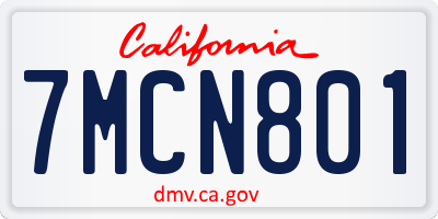 CA license plate 7MCN801