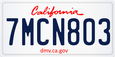 CA license plate 7MCN803