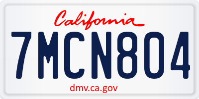 CA license plate 7MCN804