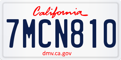 CA license plate 7MCN810