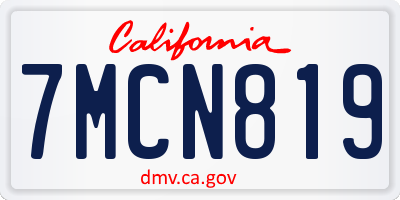 CA license plate 7MCN819