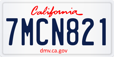 CA license plate 7MCN821