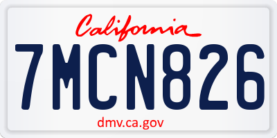 CA license plate 7MCN826