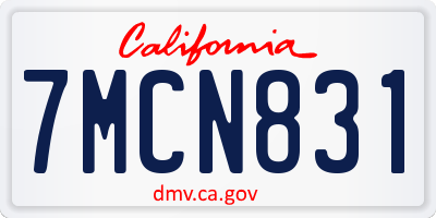 CA license plate 7MCN831