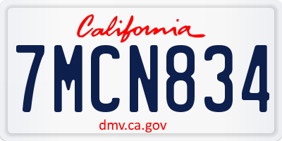 CA license plate 7MCN834