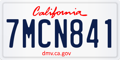 CA license plate 7MCN841