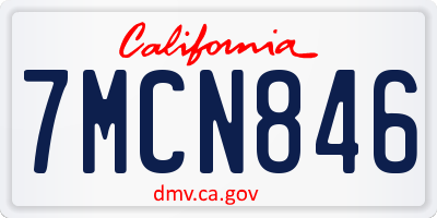 CA license plate 7MCN846