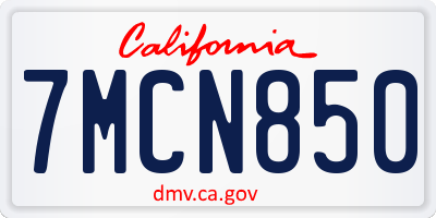 CA license plate 7MCN850
