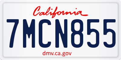 CA license plate 7MCN855