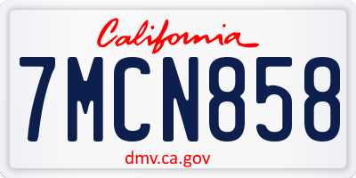 CA license plate 7MCN858