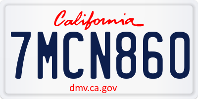 CA license plate 7MCN860