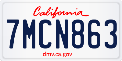 CA license plate 7MCN863