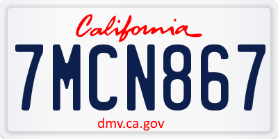 CA license plate 7MCN867