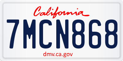 CA license plate 7MCN868