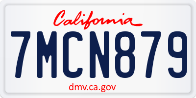 CA license plate 7MCN879