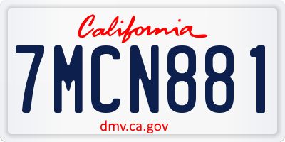 CA license plate 7MCN881
