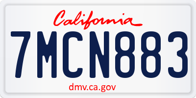 CA license plate 7MCN883