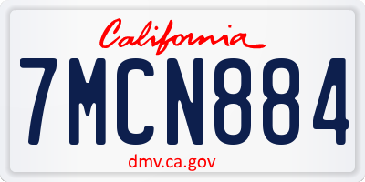 CA license plate 7MCN884