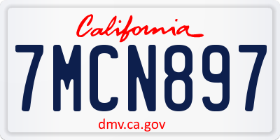 CA license plate 7MCN897