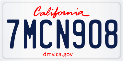 CA license plate 7MCN908