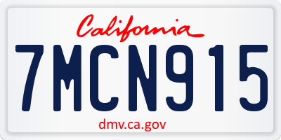CA license plate 7MCN915