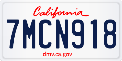 CA license plate 7MCN918