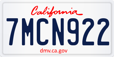 CA license plate 7MCN922
